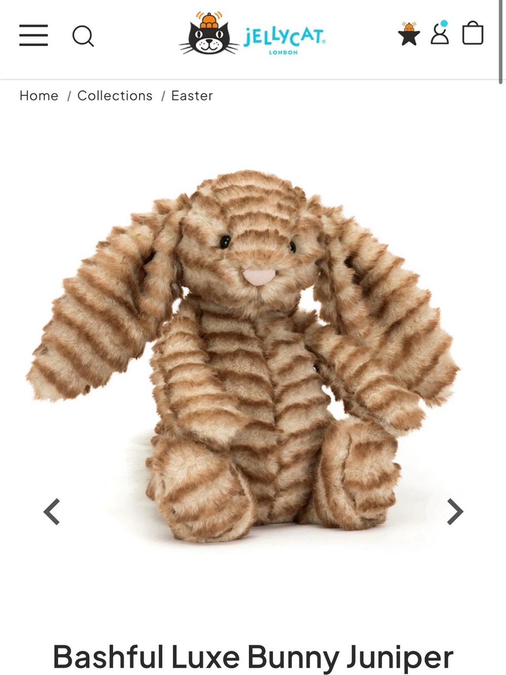 Authentic Jellycat Bashful Luxe Bunny Juniper - Striped NWT